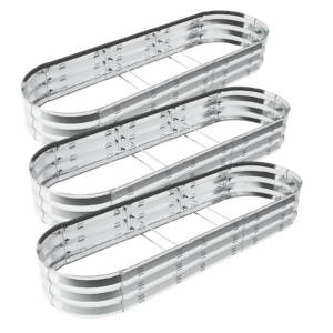 Raised Garden Bed Galvanized Metal Planter Box, 67"D x 20"W x10"H, 7 cu. ft. Silver,3Pack