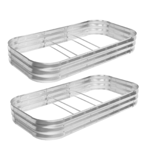 Galvanized Raised Garden Bed Kit, 2Pack Large Metal Raised Garden Beds for Vegetables, Galvanized Planter Raised Garden Boxes Outdoor (Silver)
