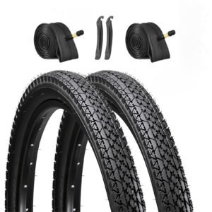 Dkriqie  26"x 2.125" Cruiser Bike Tire 2-Pack, 26 Inch Includes Inner Tubes and Tire Levers,Black