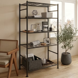 Dkriqie Storage Shelves 5 Tier Shelf Organizer, Storage Rack Heavy Duty Metal Garage Shelving Unit 35" W x 14.1" D x 73.6" H,Black