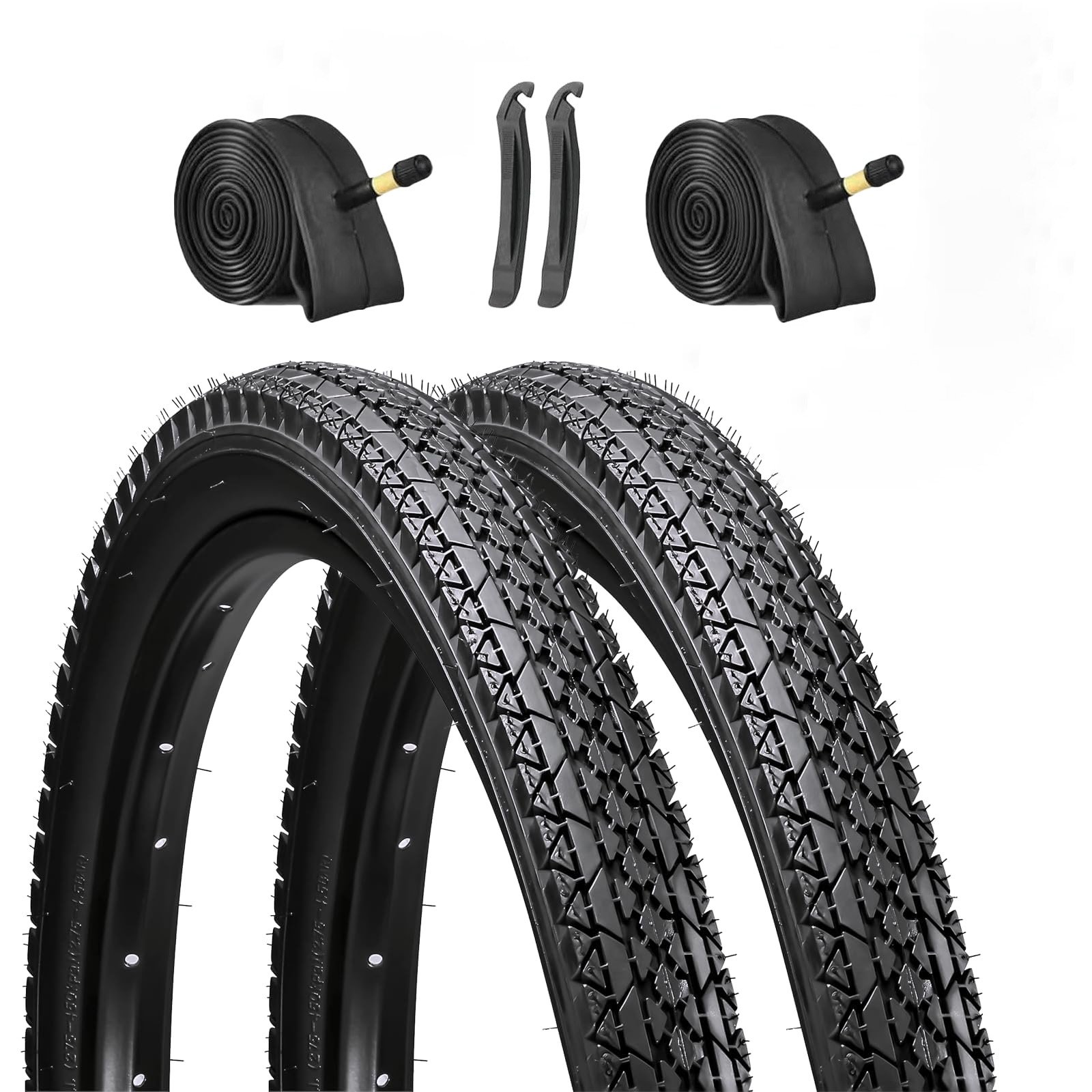 Dkriqie 26"x 2.125" Cruiser Bike Tire 2-Pack, 26 Inch Includes Inner Tubes and Tire Levers,Black