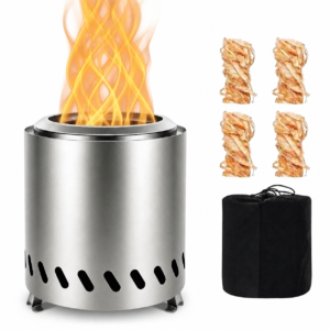 Nana Guard Smokeless Tabletop Fire Pit 5.5in D x 8in H Stainless Steel Mini Outdoor Fire Pit with Carry Bag for Camping, Patio, Backyard, Silver