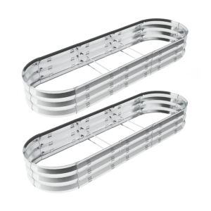 Nana Guard Raised Garden Bed Galvanized Metal Planter Box 2 Pack, 67"D x 20"W x10"H, 7 Cu. ft. Silver